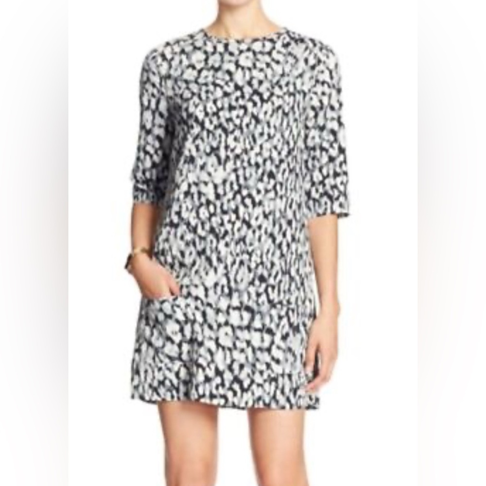 Banana Republic Monochrome Patterned Long Sleeve Dress